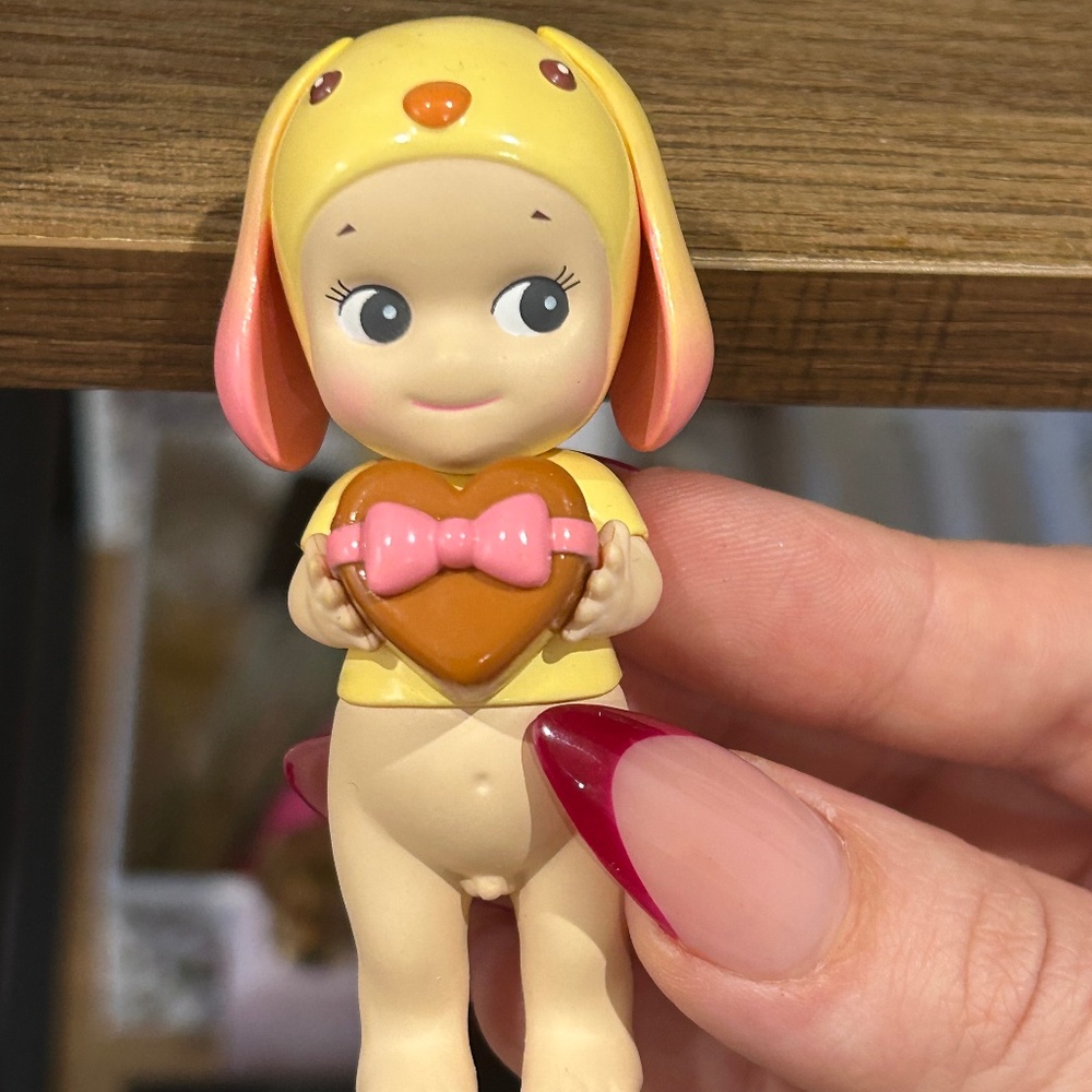 Authentic valentines sonny angel lop ear rabbit holding chocolates